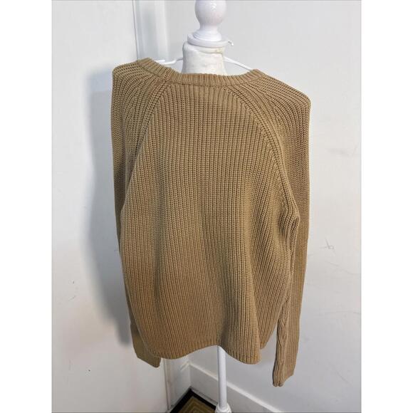 Quince 100% Organic Cotton Fisherman Crew Sweater Large Camel Minimalist Knit - Picture 8 of 10